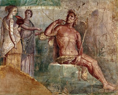 ガラテア、ファン付き、ポリフェムス、ポンペイ、西暦60〜80年 作： Roman